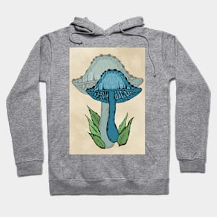 Blue Magic Mushroom, Classic Family Portrait Style Hoodie